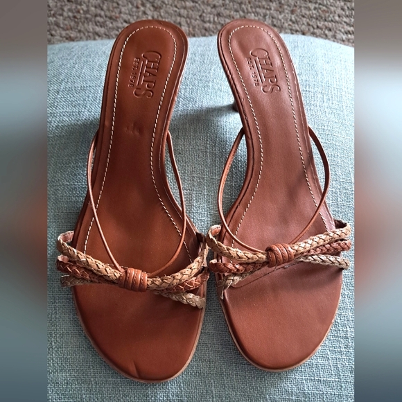 Chaps Women's Brown Kitten Heal Sandals - Picture 1 of 5